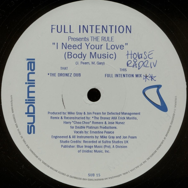 Full Intention Presents The Rule - I Need Your Love (Body Music) | Subliminal (SUB 15) - 2 Full Intention Presents The Rule - I Need Your Love (Body Music) | Subliminal (SUB 15) - 2