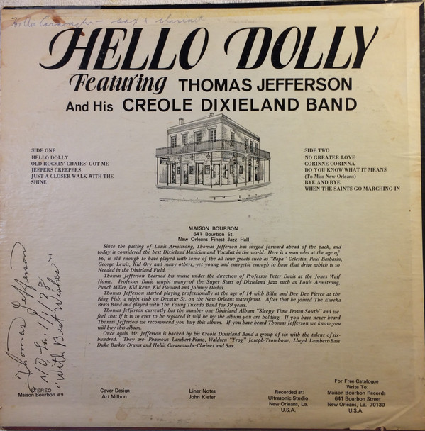 Thomas Jefferson And His Creole Jazz Band - Hello Dolly | Maison Bourbon Records (MB-9) - 2 Thomas Jefferson And His Creole Jazz Band - Hello Dolly | Maison Bourbon Records (MB-9) - 2