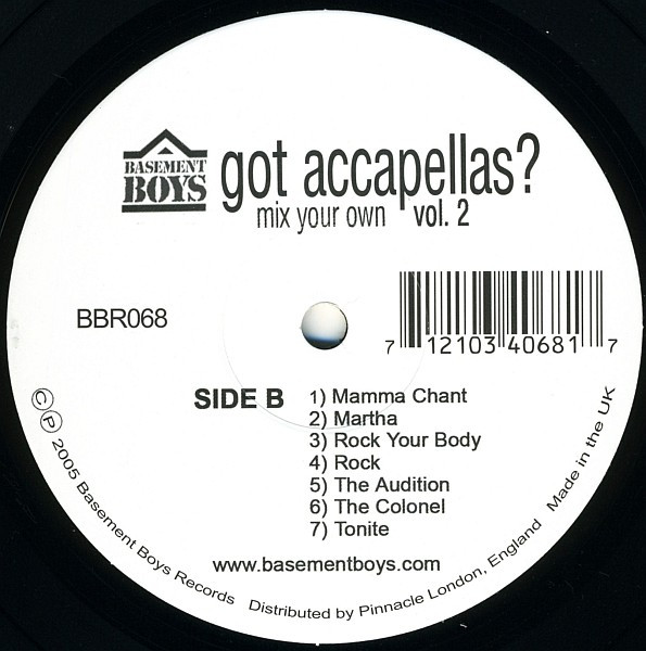 Various - Got Accapellas? (Mix Your Own Vol. 2) | Basement Boys Records (BBR068) - 2