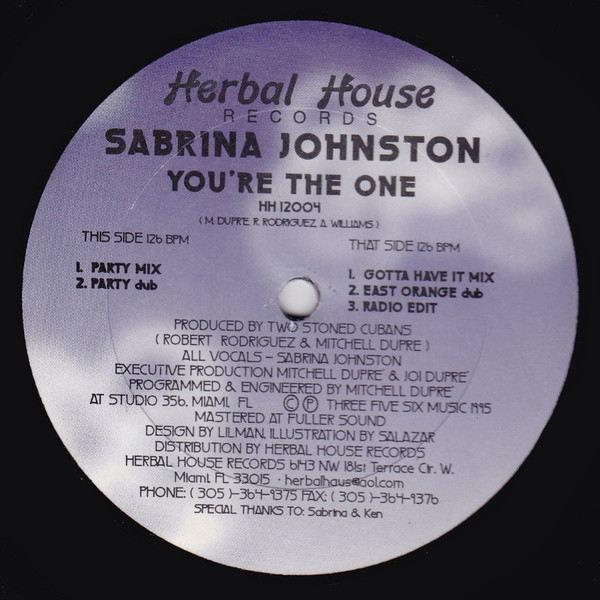 Sabrina Johnston - You're The One | Herbal House Records (HH12004) - main