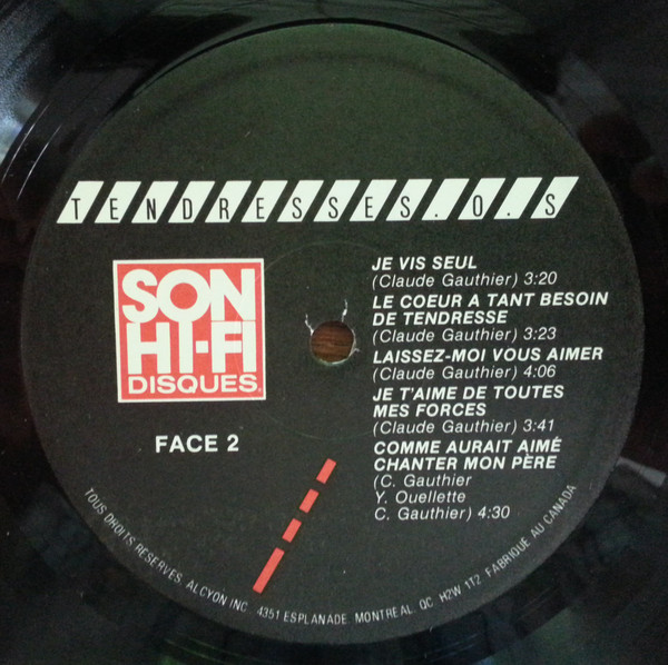 Claude Gauthier - Tendresses.O.S | Son Hi-Fi Disques (0184) - 4