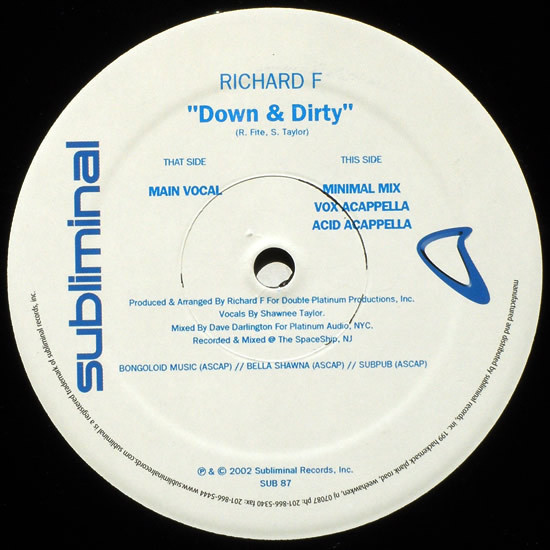 Richard F. - Down & Dirty | Subliminal (SUB 87) - 2 Richard F. - Down & Dirty | Subliminal (SUB 87) - 2
