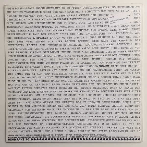 Michael Mayer - Speaker | Kompakt (KOM 70) - 4