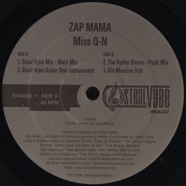 Zap Mama - Miss Q-N | Steal Vybe Music (SVM005) - main Zap Mama - Miss Q-N | Steal Vybe Music (SVM005) - main