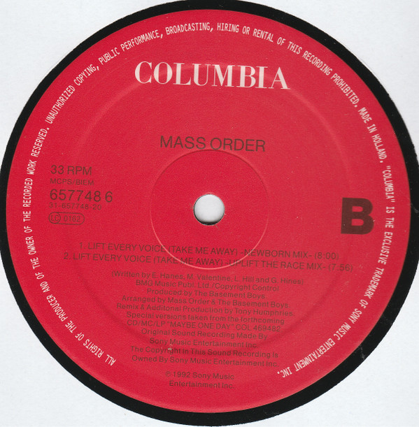 Mass Order - Lift Every Voice (Take Me Away) | Columbia (657748 6) - 4 Mass Order - Lift Every Voice (Take Me Away) | Columbia (657748 6) - 4