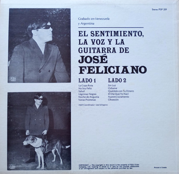 José Feliciano - El Sentimiento, La Voz Y La Guitarra De José Feliciano | RCA International (FSP-209) - 2 José Feliciano - El Sentimiento, La Voz Y La Guitarra De José Feliciano | RCA International (FSP-209) - 2