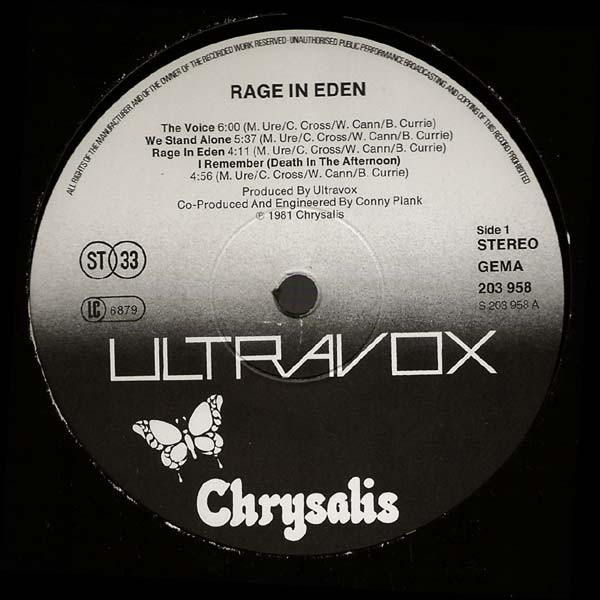 Ultravox - Rage In Eden | Chrysalis (203 958) - 3