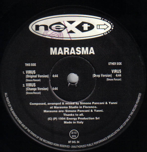Marasma - Virus | Next Records (NT 045 94) - 3