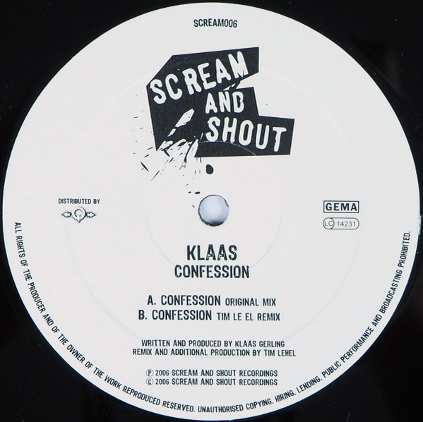 Klaas - Confession | Scream And Shout Recordings (SCREAM006) - main