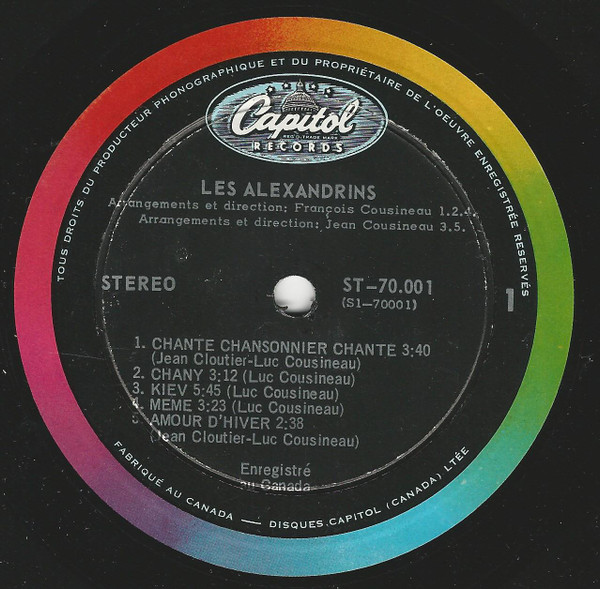 Les Alexandrins - Les Alexandrins | Capitol Records (Canada) Ltd. (ST-70.001) - 3 Les Alexandrins - Les Alexandrins | Capitol Records (Canada) Ltd. (ST-70.001) - 3