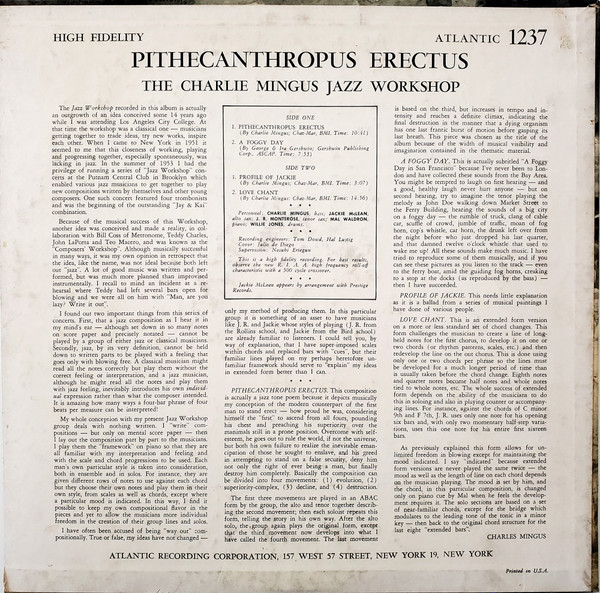 The Charlie Mingus Jazz Workshop - Pithecanthropus Erectus | Atlantic (1237) - 2 The Charlie Mingus Jazz Workshop - Pithecanthropus Erectus | Atlantic (1237) - 2