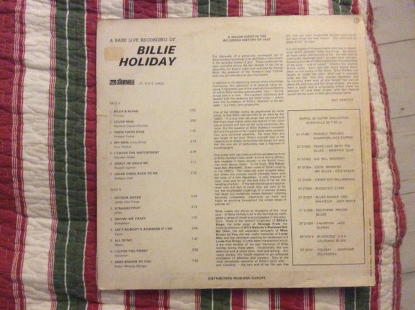 Billie Holiday - A Rare Live Recording | Storyville (St 21012) - 2