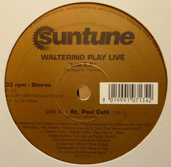 Walterino Play Live - Live E.P. | Suntune (SUT 013) - main Walterino Play Live - Live E.P. | Suntune (SUT 013) - main