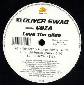 Oliver Swab Featuring Goza - Love The Glide | Trinity Musix (TMX008) - main Oliver Swab Featuring Goza - Love The Glide | Trinity Musix (TMX008) - main