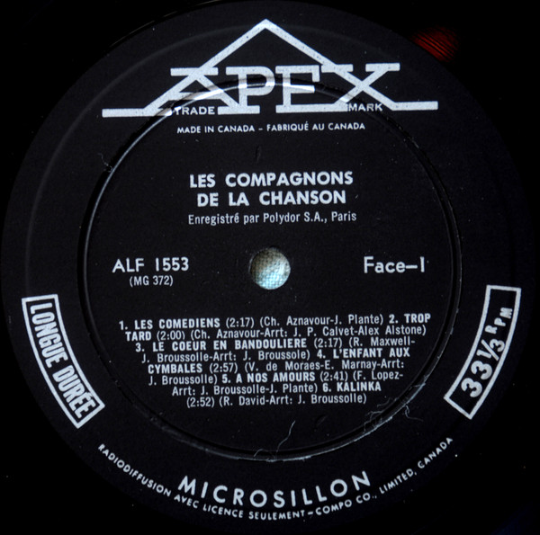 Les Compagnons De La Chanson - Les Compagnons De La Chanson | Apex (ALF-1553) - 3 Les Compagnons De La Chanson - Les Compagnons De La Chanson | Apex (ALF-1553) - 3