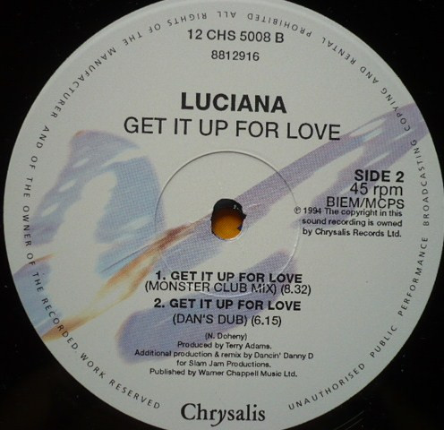 Luciana - Get It Up For Love | Chrysalis (12 CHS 5008) - 4