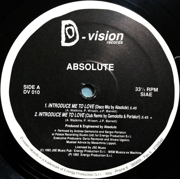 Absolute - Introduce Me To Love | D:vision Records (DV 010) - 3 Absolute - Introduce Me To Love | D:vision Records (DV 010) - 3