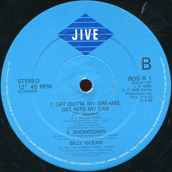 Billy Ocean - Get Outta My Dreams, Get Into My Car | Jive (BOS R 1) - 2 Billy Ocean - Get Outta My Dreams, Get Into My Car | Jive (BOS R 1) - 2