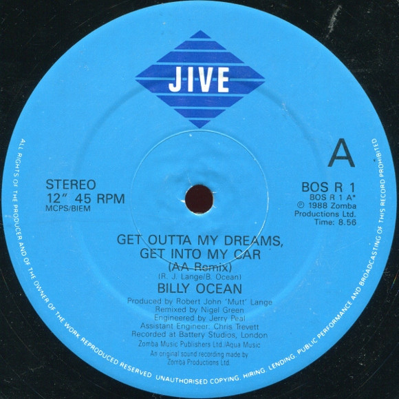 Billy Ocean - Get Outta My Dreams, Get Into My Car | Jive (BOS R 1) - main Billy Ocean - Get Outta My Dreams, Get Into My Car | Jive (BOS R 1) - main