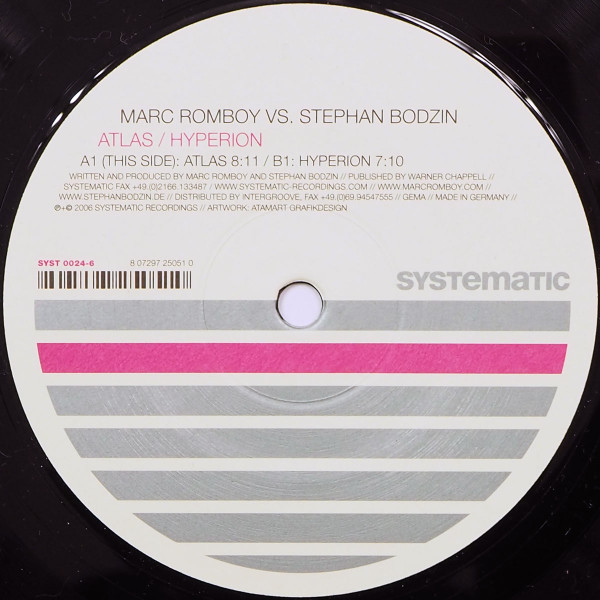 Marc Romboy Vs. Stephan Bodzin - Atlas / Hyperion | Systematic (SYST 0024-6) - main Marc Romboy Vs. Stephan Bodzin - Atlas / Hyperion | Systematic (SYST 0024-6) - main