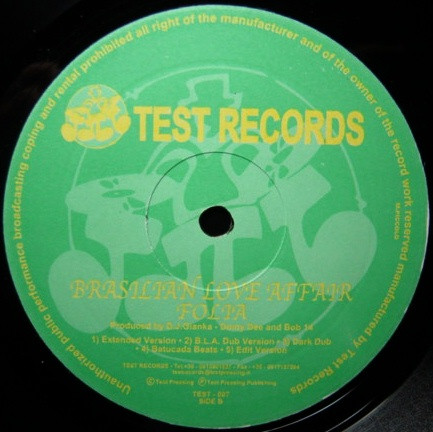 Brasilian Love Affair - Folia | Test Records (TEST 007) - 2 Brasilian Love Affair - Folia | Test Records (TEST 007) - 2