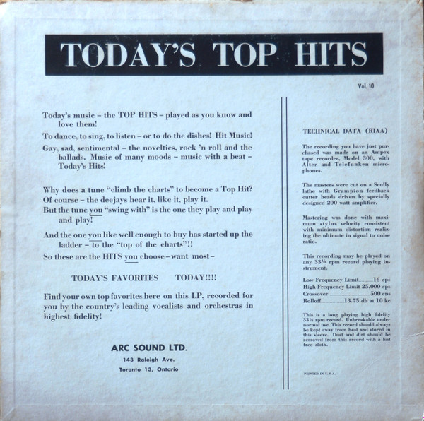 Various - 16 Top Hits - Today's Top Hits, Vol. 10 | Arc Sound Ltd. (742-AS-16-7-60) - 2 Various - 16 Top Hits - Today's Top Hits, Vol. 10 | Arc Sound Ltd. (742-AS-16-7-60) - 2