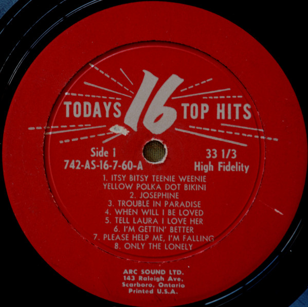 Various - 16 Top Hits - Today's Top Hits, Vol. 10 | Arc Sound Ltd. (742-AS-16-7-60) - 3 Various - 16 Top Hits - Today's Top Hits, Vol. 10 | Arc Sound Ltd. (742-AS-16-7-60) - 3