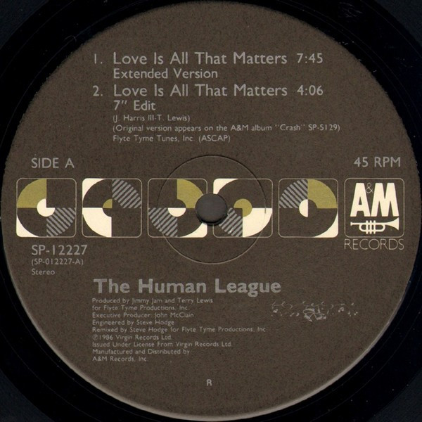 The Human League - Love Is All That Matters | A&M Records (SP-12227) - main