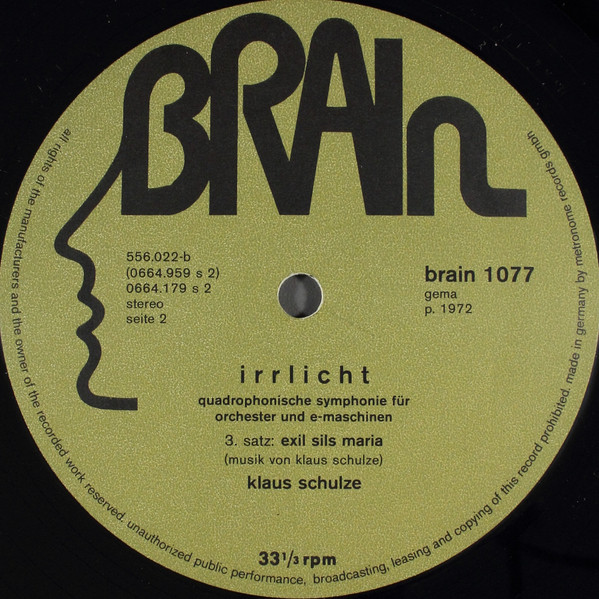 Klaus Schulze - Irrlicht | Brain (BRAIN 1077) - 4