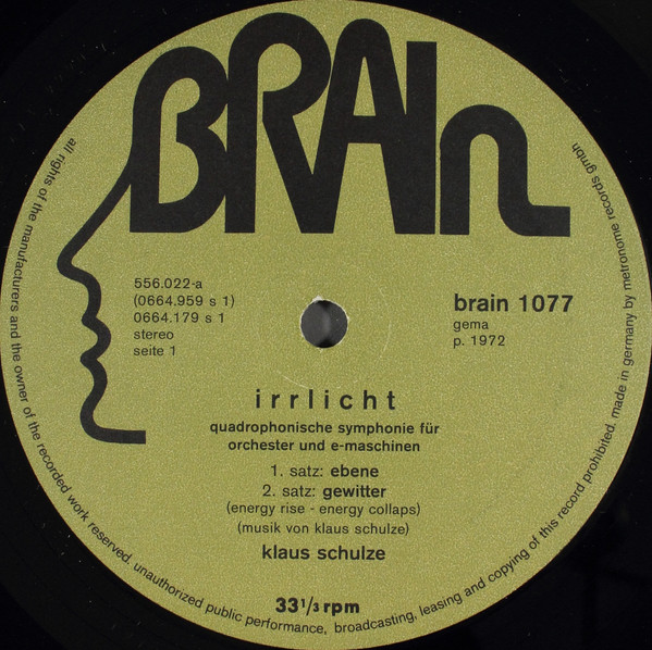 Klaus Schulze - Irrlicht | Brain (BRAIN 1077) - 3