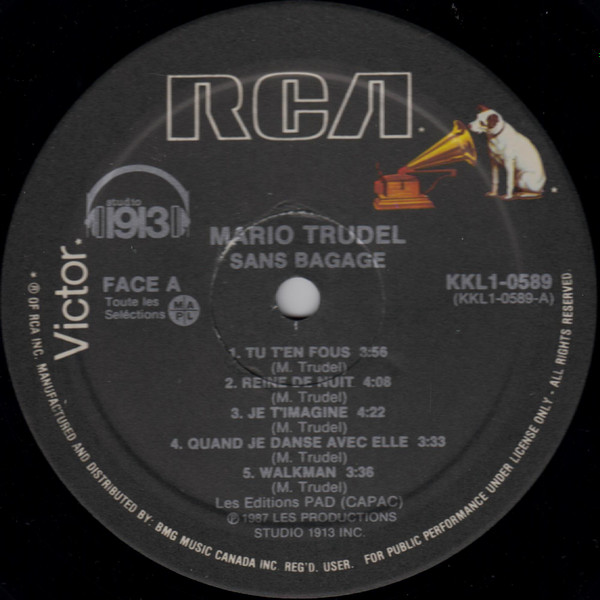 Mario Trudel - Sans Bagage | RCA Victor (KKL1-0589) - 3 Mario Trudel - Sans Bagage | RCA Victor (KKL1-0589) - 3