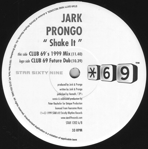 Jark Prongo - Shake It | Star 69 Records (STAR 1202) - 2
