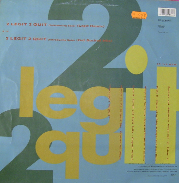 MC Hammer - 2 Legit 2 Quit | Capitol Records (060-20 4576 6) - 2 MC Hammer - 2 Legit 2 Quit | Capitol Records (060-20 4576 6) - 2