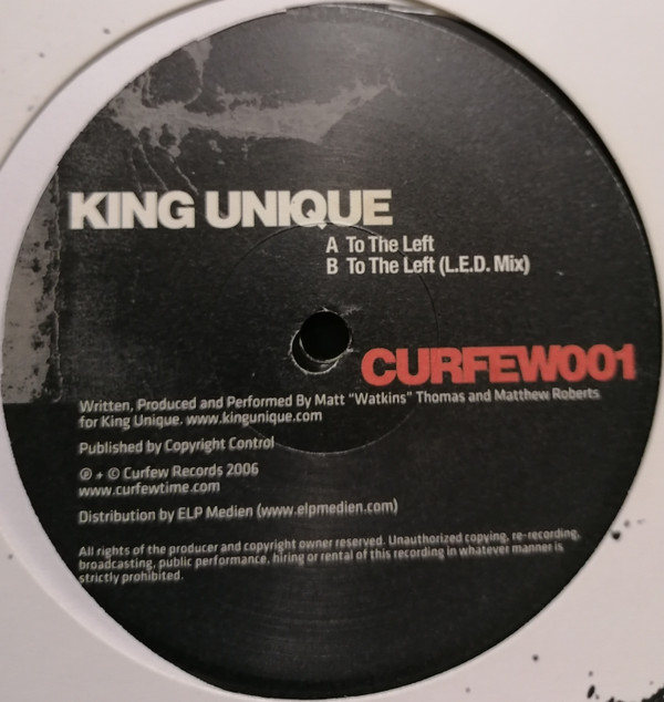 King Unique - To The Left | Curfew Records (CURFEW001) - main