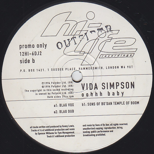 Vida Simpson - Oohhh Baby | Hi Life Recordings (12HI-6DJ1) - 4