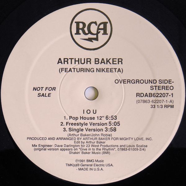 Arthur Baker Featuring Nikeeta - I.O.U. | RCA (RDAB62207-1) - 2 Arthur Baker Featuring Nikeeta - I.O.U. | RCA (RDAB62207-1) - 2