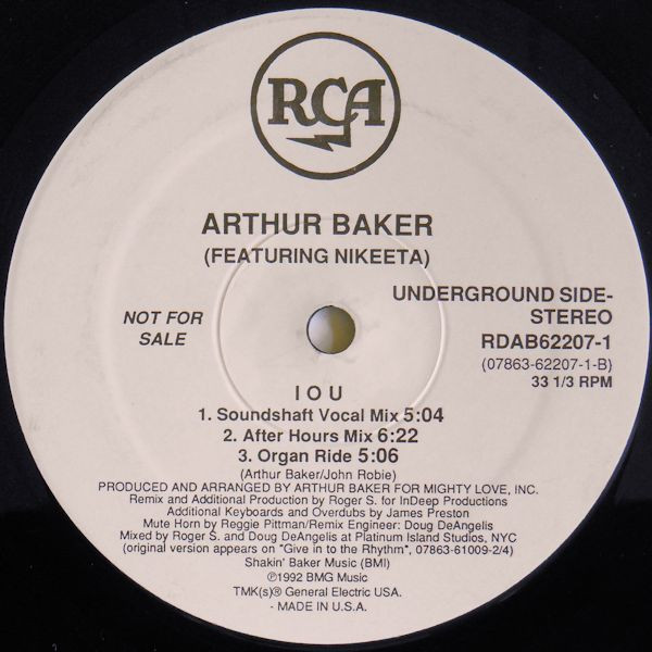 Arthur Baker Featuring Nikeeta - I.O.U. | RCA (RDAB62207-1) - 3 Arthur Baker Featuring Nikeeta - I.O.U. | RCA (RDAB62207-1) - 3