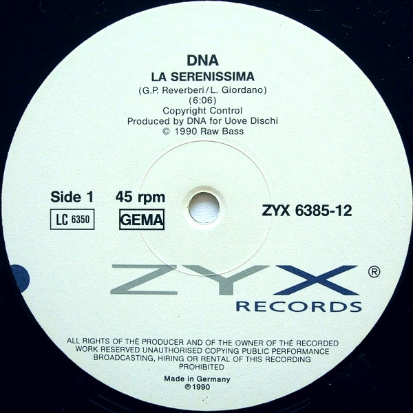 DNA - La Serenissima | ZYX Records (ZYX 6385-12) - 3