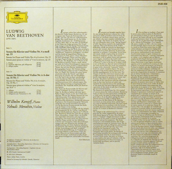 Violinsonate - Violin Sonatas: Nr. 4 A-moll (n A Minor) Op. 23 / Nr. 6 A-dur (In A Major) Op.30 Nr. 1