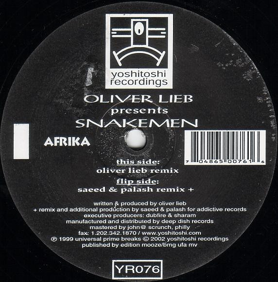 Oliver Lieb Presents Snakemen - Afrika | Yoshitoshi Recordings (YR076) - 3