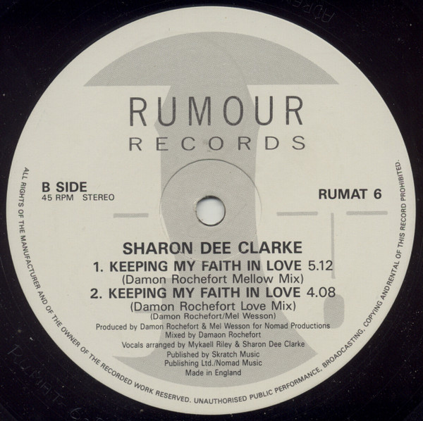 Sharon Dee Clarke - Keeping My Faith In Love | Rumour Records (RUMAT 6) - 4 Sharon Dee Clarke - Keeping My Faith In Love | Rumour Records (RUMAT 6) - 4