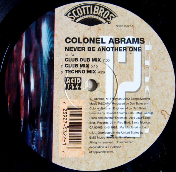 Colonel Abrams - Never Be Another One | Scotti Bros. Records (72392 75322-1)