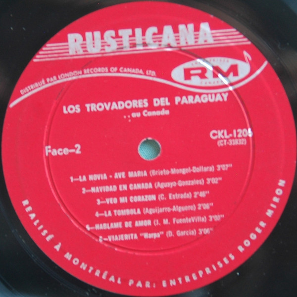 Los Trovadores Del Paraguay - Touring Canada / Au Canada | Rusticana (CKL 1206) - 4