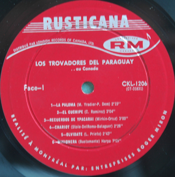 Los Trovadores Del Paraguay - Touring Canada / Au Canada | Rusticana (CKL 1206) - 3