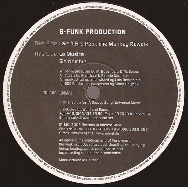 B-Funk Production - La Musica Sin Nombrè | Trax Of Interest (TOI 020)