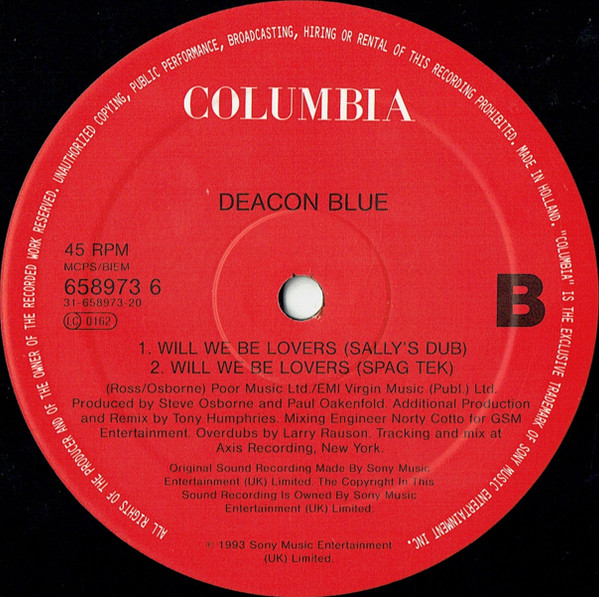 Deacon Blue - Will We Be Lovers | Columbia (658973 6) - 4