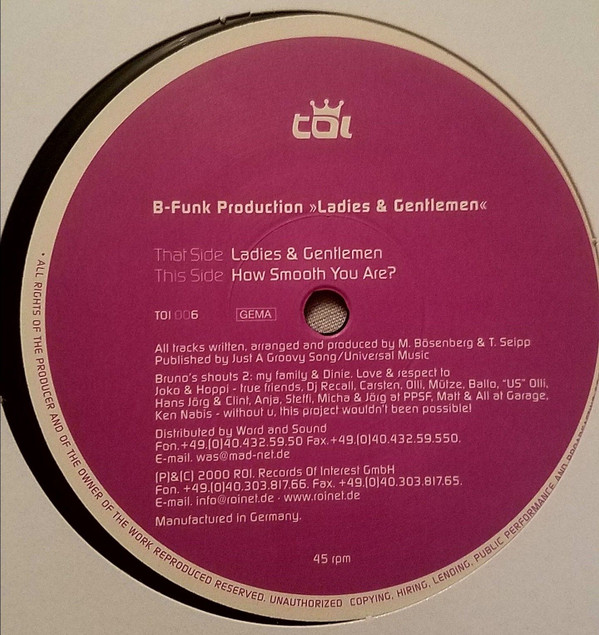 B-Funk Production - Ladies & Gentlemen | Trax Of Interest (TOI 006) - main B-Funk Production - Ladies & Gentlemen | Trax Of Interest (TOI 006) - main