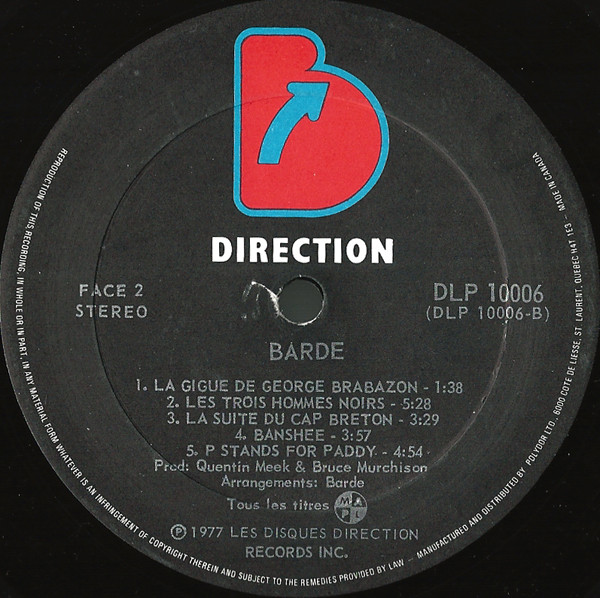 Barde - Barde [Vinyl] | Les Disques Direction Records (DLP 10,006) - 4