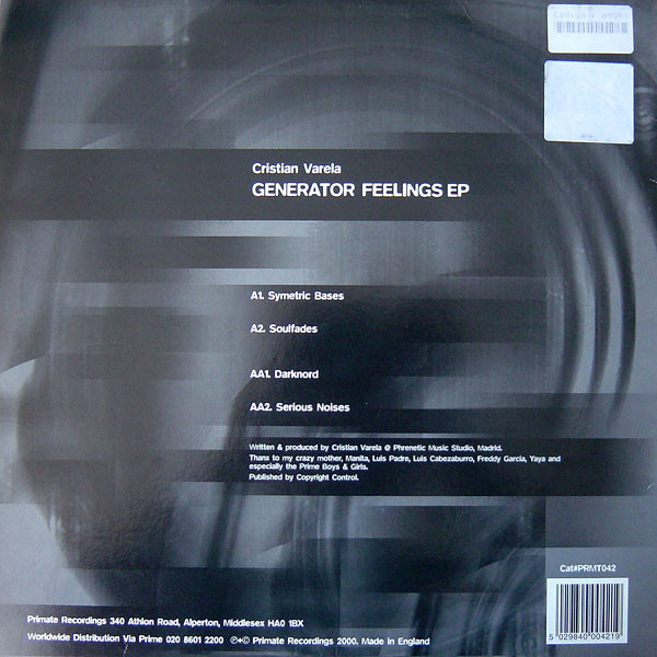 Cristian Varela - Generator Feelings EP | Primate Recordings (PRMT 042) - 2