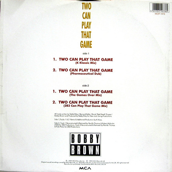 Bobby Brown - Two Can Play That Game (The K Klass Mixes) | MCA Records (MCST 1973) - 2 Bobby Brown - Two Can Play That Game (The K Klass Mixes) | MCA Records (MCST 1973) - 2